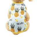 RIOSTUDIO 犬服 犬の服 春夏用 XS~2XL フルーツ柄タンクトップ キャミソールワンピース メッシュ 通気メッシュベスト 可愛い 格好いい 犬のお洋服 薄手 日焼け止め 脱毛保護 ルームウェア 部屋着 乾きやすい 夏服 お散歩 お出掛け 猫服 キャットウェア(パインナップルタン
