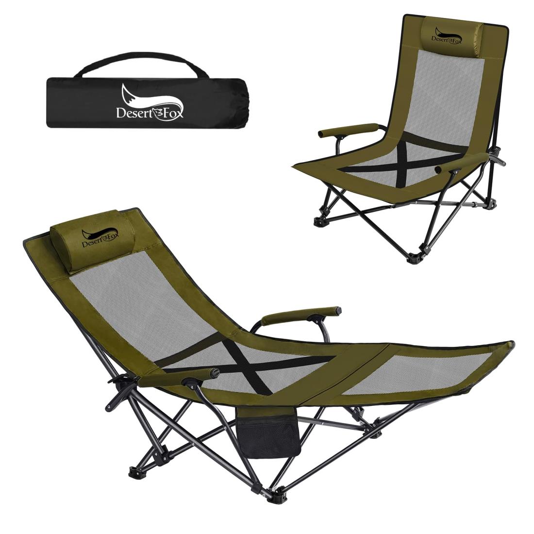DesertFox リクライニングチェア キャンプ椅子 4way 仮眠 昼寝 2段階 1秒調整 四季適用 アウトドアチェ..