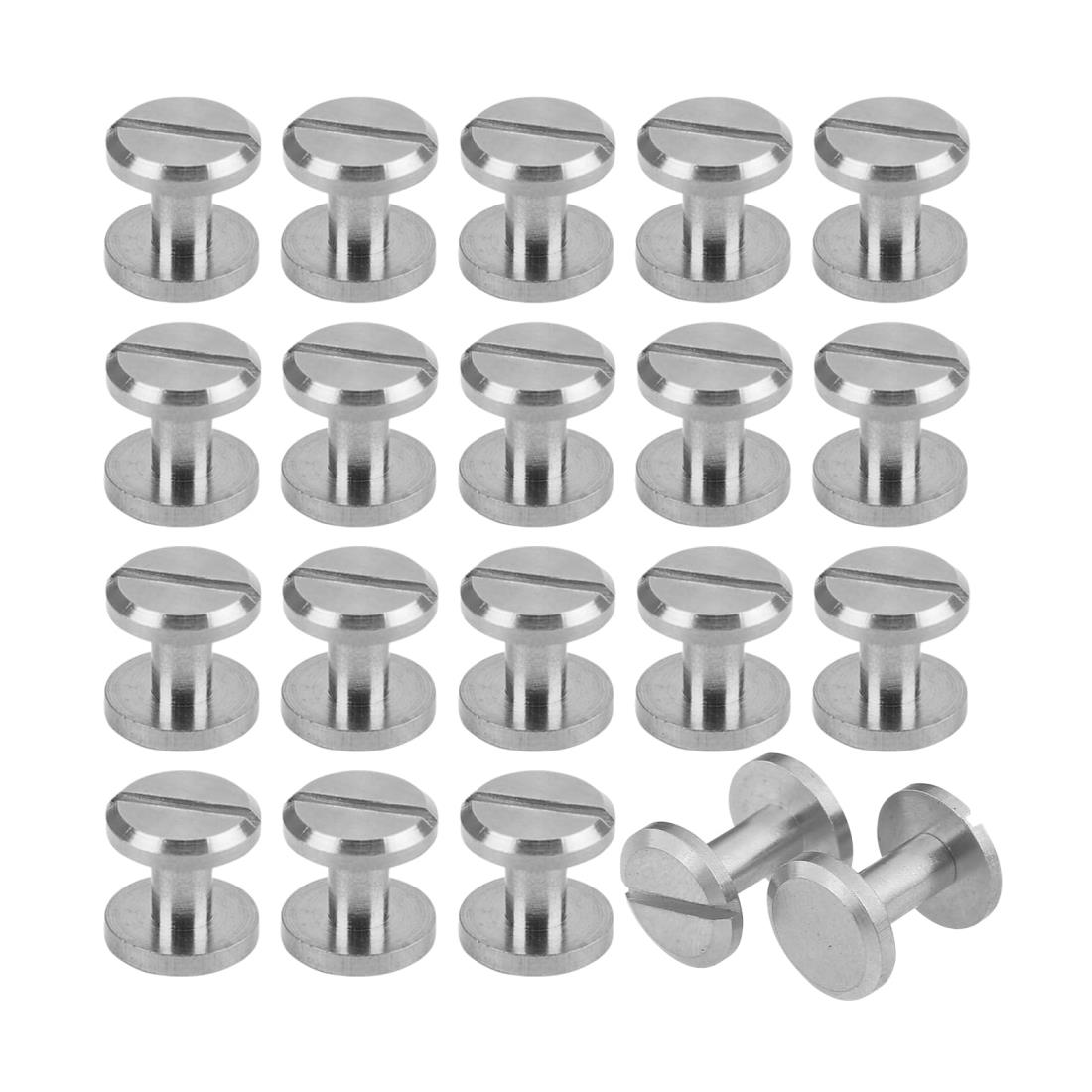 Mesanda シカゴスクリュー 20組セット 組ネジ バインドネジ 真鍮 コンチョ リベットネジ 片ネジビス バッグ ベルト レザークラフト DIY ハンドメイド パーツ ブック アルバム ドキュメント 製本 カシメ メッキ ゴールド シルバー 10×6mm (シルバー)