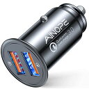 AINOPE シガーソケット usb デュアルQC3.0ポート 36W/6A 超小型 カーチャージャー すべての金属 しがーソケット 高速車の充電器 急速充電 に iPhone 13 12 11 Pro Max/XR/X, iPad Air 2/Mini, Note 20 10 9/Galaxy S21/S20/S10/S9/S8, 対応 – ブラック