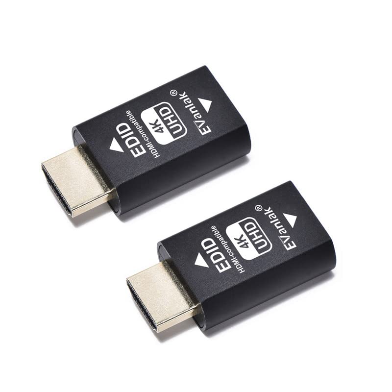 EVanlak(イヴァンラック) 第3世代 HDMI EDIDエミュレーター パススルー エミュレーターアダプター不要 Mac ThunderboltからHDMIスイッチ/エクステンダー/AVレシーバー/ビデオスプリッターに対応 4K 3840x2160@60Hz 2パック