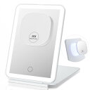 Beautifive LED 女優ミラー 折りたたみ鏡 卓上鏡 ライト付き 化粧鏡 10倍拡大鏡付き マグネティック取り外し可能 持ち運び トラベルミラー 軽量 3光色 消し忘れ防止機能 無段階調光 USB充電式 角度は自由に調整