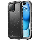 SPORTLINK iPhone 15 用 防水ケース iPhone 15 用 耐衝撃 ケース 完全防水 IP68防水等級 防雪 防塵 耐衝撃 360°全面保護 QI充電 フェイスID 認証対応 操作便利 超薄型 ストラップ付き 雨の日 iPhone 防水ケース お風呂 6.1インチ 適用 (ブラック）