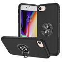 iPhone SE 第3世代 第2世代 iPhone7 iPhone8 用 ケース リング付き 耐衝撃 落下衝撃吸収 TPU PC 車載ホルダー対応 スタンド機能 スマホケース 防塵 薄型 軽量 落下・擦り傷防止 取り出し易い 一体型 全面保護カバー 旅行 室内 アウトドア 4.7インチ (ブラック)