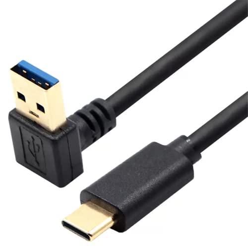 KKM-ラブショー【JCT請求書発行可能】USB Type C 3.2方向変換 ケーブル, 0.25m 0.5m 1.0m 1.5m 1.8mUSB-A オスto USB-C オス 90度 L字型角度変換 ケーブル高耐久 超急速充電 56Kレジスタ実装 新しいMacBook/Nintendo Switch/Type-C機器対応 (USB下L0.25m)