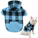 BINGPET 犬 服 冬 ペット服 おしゃれ チェック柄 犬の服 犬 犬用パーカー フーディー ペット 防寒 犬洋服 シャツ 秋 春 衣装 ベスト 犬 サークル スポーツ服 柔らかさ 家着 袖あり お散歩 ポリエステル 犬用服 ドッグウェア タンクトップ 小型犬 中型犬 大型犬 Sサイズ ブル