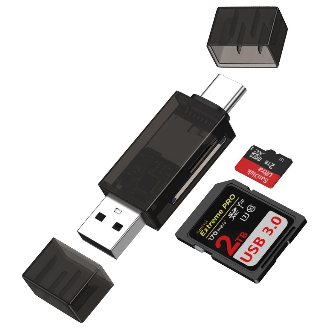ANNIBER SDカードリーダー 2-in-1 Type-C&USB3.0 マイクロSDカードリーダー OTG対応 超高速転送 タイプc カードリーダー 2TBまでサポート iPhone17向け iPhone16・15シリーズ/Android/iPad Pro/MacBook/Windows/Chromebookなど幅広い機器に対応