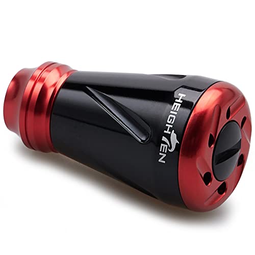 HEIGHTEN 20mm リール ハンドル ノブ シマノ ダイワ 通用 (Shimano Type A) (Daiwa Type S)用 Pillar Series (ブラック＆レッド) (627)