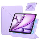 SANDUODD iPad Air 11インチ ケース M2 (2024、第6世代)/iPad Air 第5/4世代 ケース(2022/2020)/iPad pro 11インチ ケース(2018)専用 横置&縦置 角度調整可能 三角形スタンド 強力マグネット吸着 Pencil対応 極薄 軽量 オートスリープ/ウェイク対応 (ライトパープル)
