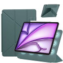 SANDUODD iPad Air 11インチ ケース M2 (2024、第6世代)/iPad Air 第5/4世代 ケース(2022/2020)/iPad pro 11インチ ケース(2018)専用 横置&縦置 角度調整可能 三角形スタンド 強力マグネット吸着 Pencil対応 極薄 軽量 オートスリープ/ウェイク対応 (グリーン)