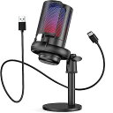 TKGOU USB コンデンサーマイク ゲーミングマイク PC マイク RGBライティング 音量調節ミュートボタン ヘッドホン出力端子あり 単一指向性 プラグ&プレイ YouTube Skype ゲーム実況 ライブ配信 在宅勤務 Windows/Mac/PS4/PS5対応