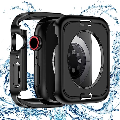 YUGYUG for Apple Watch P[X 49mm 45mm 44mm 41mm 40mm Ή Apple Watch Jo[ Series 9/8/7 45mm ̌^360Ǔx 3DpGbWfUC {Ɏq IP68Sh AbvEHb` P[X PCf AbvEHb` Jo[ Sʕی KX LYh~(45mm,ubN