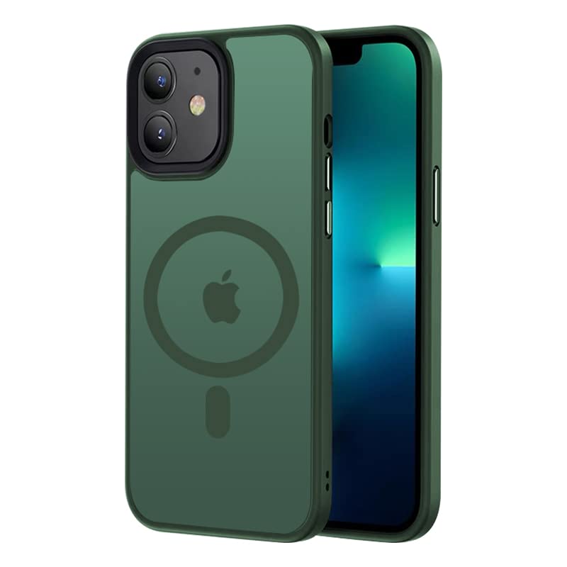 【米軍規格・Magsafe対応】Gtsoho iPhone 11 用 ケース マグネット搭載 ワイ ヤレス充電 半透明 耐衝撃 マット 全面保護 黄ばみなし ストラップホール付き アイフォン 11 用 カバー マグセーフ対応 グリーン