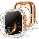 【360度防水設計】Missair コンパチブル アップルウォッチ カバー キラキラ Apple Watch カバー 防水ケース 44mm ダブルダイヤモンド 保護フィルム付き 一体型 IP68完全防水 iWatch ケース Series 6 5 4 SEに対応 お洒落 女性専用 ローズゴールド 44mm