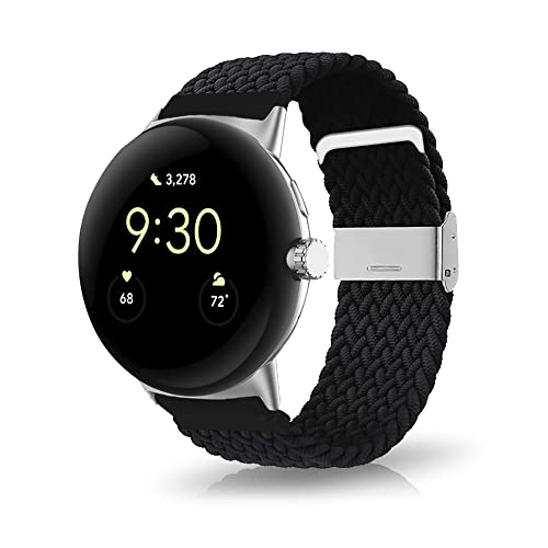 [LuFiYa] バンド For Google Pixel Watch 2/Google Pixel Watch 対応 時計バンド バンド ナイロン スポーツバンド 編組バンド 伸縮性 速乾性 交換ベルト 男女通用 サイズ調節 バンGoogle Pixel Watch 2/Google Pixel Watch 用 (黒)