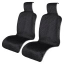 TanYooシートカバー カーシートカバー 暖かいシートカバー 車 シートカバー ベロア生地 ステッチ シートカバー 車 おしゃれ三層構造 軽/普通車適用 ずれにくい ふわふわ シート保護 丸洗える フロント (ブラック, 2枚)