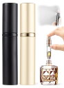 SINNMAO アトマイザー 香 水【5ml・底部充填・携帯用】ワンタッチ補充 漏れない ミニ ポータブル コンパクトデザイン 小分けボトル 旅行 デート 仕事 男女兼用 (黒 、シャンパン)