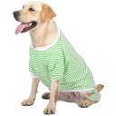 KUVEELA PET 大型犬 中型犬 犬服 犬 犬の服 ドッグウェア Tシャツ パーカー 長袖 夏 春 秋 お出掛け お散歩 汚れ予防 抜け毛予防 通気性 可愛い (グリーンボーダー 3L)