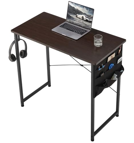 Somdot 机 デスク パソコンデスク pcデスク つくえ シンプルワークデスク 幅80cm×奥行40cm×高さ74cm desk 勉強机 学習机 収納袋付き 組立簡単 テレワーク 一人暮らし ダークブラウン