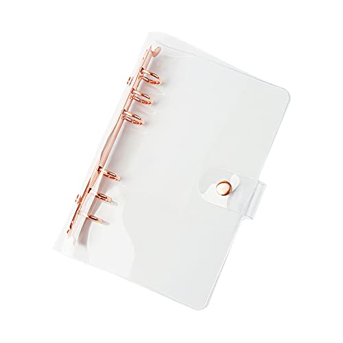 クリアA6バインダーカバー ローズゴールド 6リング予算バインダー スナップボタン留め ルーズリーフフォルダー 詰め替え可能 ソフトノートブックシェルプロテクター (ローズゴールド)