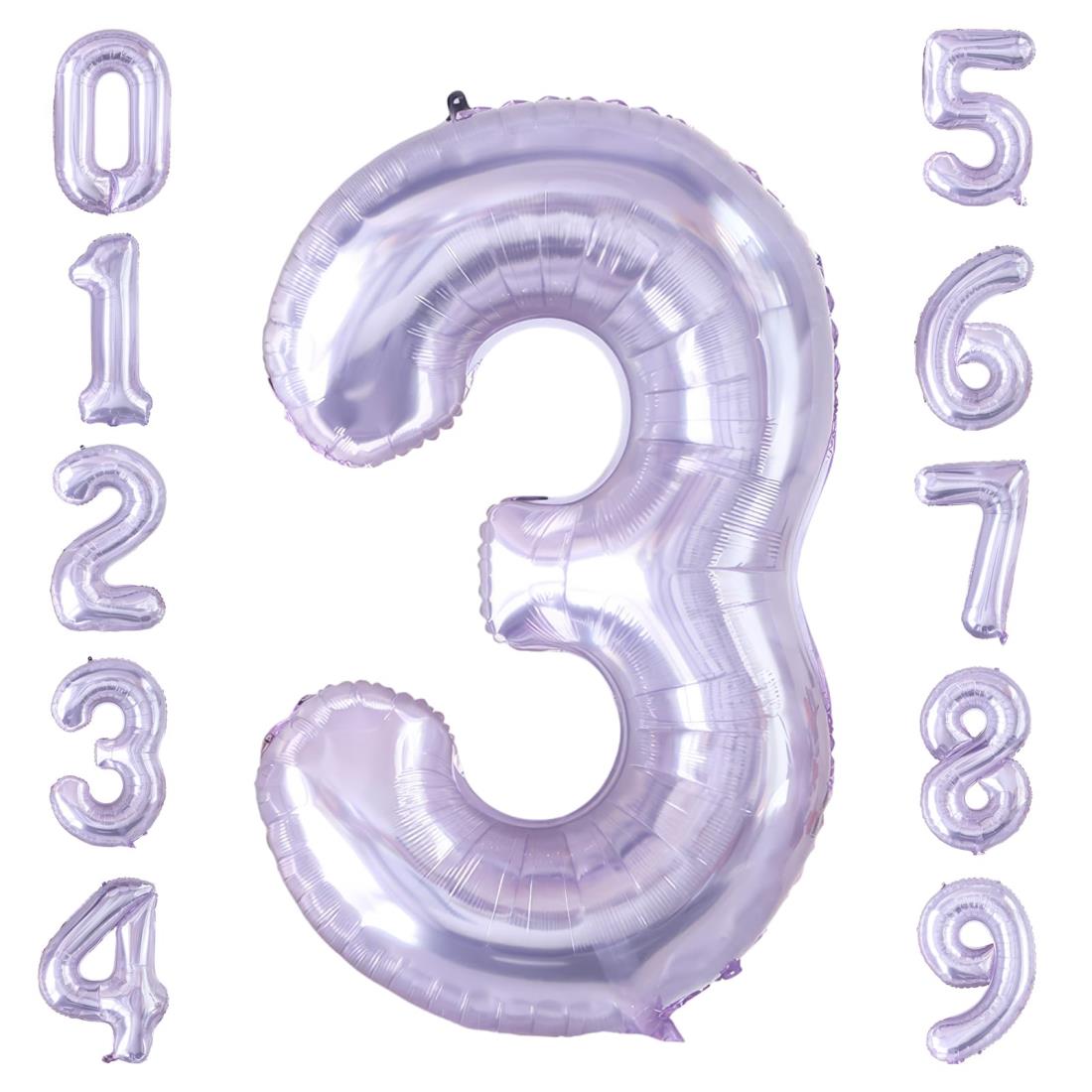 GRESATEK バルーン 数字 風船 誕生日 紫 40インチ 大きい ナンバー3 バースデーバルーン 飾り付け 結婚式 パーティー 記念日 ウェディング クリスタル ゼリー クリスタル パープル 3