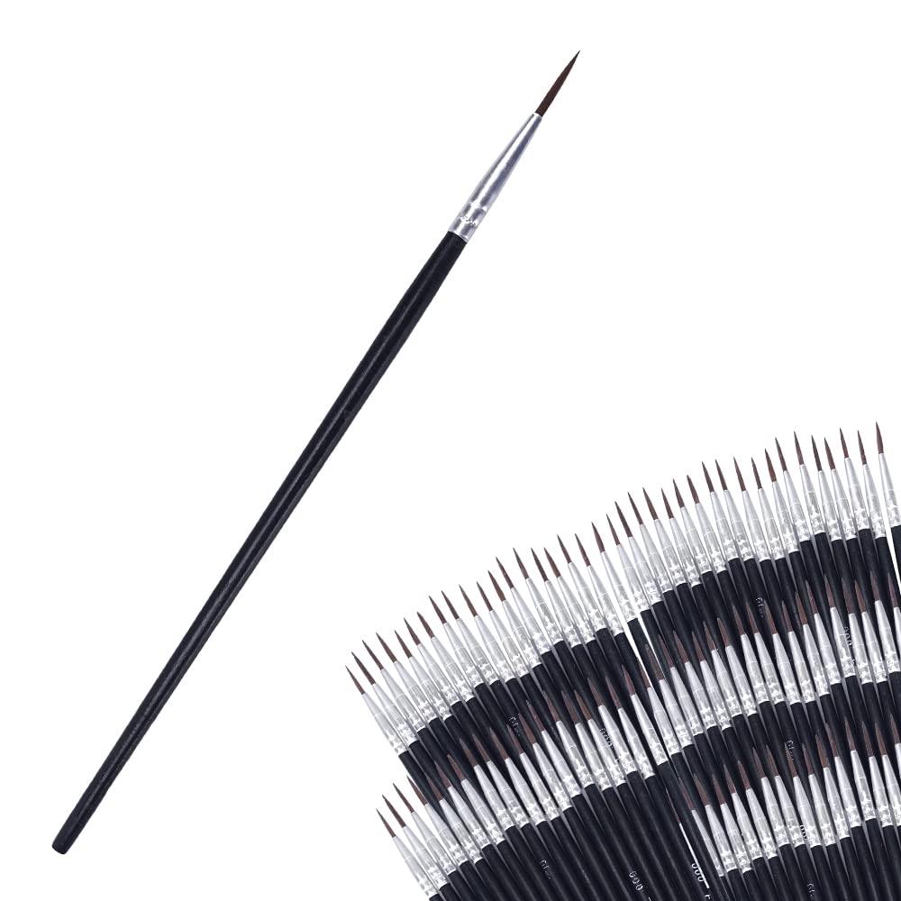 筆セット ペイントブラシ 面相筆 極細 握りやすい 使い分け 塗装 カラーリング 100本セット (ブラック)