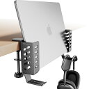 デスクサイド ラック デスク収納 ノートパソコンPCラック pcパソコンスタンド クランプ式 テーブルサイド ノートパソコンホルダー タブレット収納 縦置き ヘッドホンスタンド 卓上収納 穴あけ不要 机収納(2個セット ブラック)