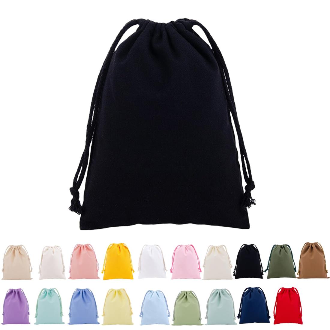 巾着袋 無地 大 33*40cm 帆布製 大きめ 旅行用ポーチ 体操服入れ 巾着 3枚セット 着替え袋 黒 男の子 ..