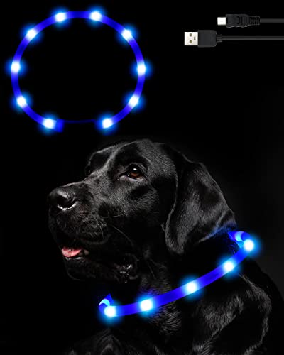 Nayouko 犬光る首 輪 犬 首 輪 光る LED光る首 輪 ライト 夜間 USB充電式 軽量 小型犬 中型犬 大型犬 ..