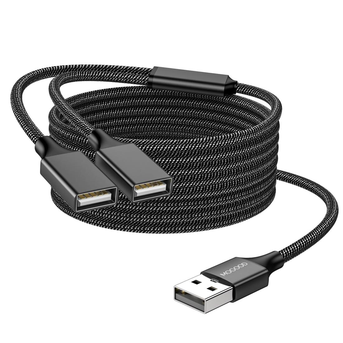 MOGOOD USB分岐器 USB分岐器1進2出アダプタ 充電/データ伝送のためのダブルUSB 2.0電源ケーブル拡張ダブルUSBポート拡張ハブノートパソコン/Mac/自動車のための追加マルチポートデータ分割