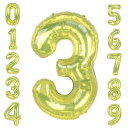 GRESATEK バルーン 数字 風船 誕生日 黄色 40インチ 大きい ナンバー3 バースデーバルーン 飾り付け 結婚式 パーティー 記念日 ウェディング クリスタル ゼリー クリスタル イエロー 3