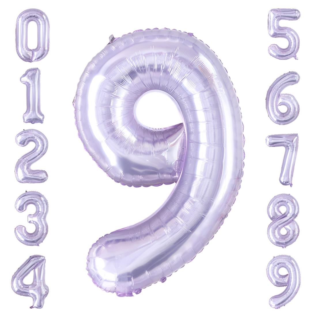 GRESATEK バルーン 数字 風船 誕生日 紫 40インチ 大きい ナンバー9 バースデーバルーン 飾り付け 結婚式 パーティー 記念日 ウェディング クリスタル ゼリー クリスタル パープル 9