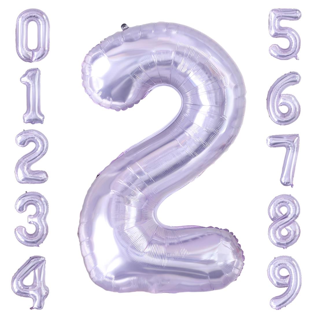GRESATEK バルーン 数字 風船 誕生日 紫 40インチ 大きい ナンバー2 バースデーバルーン 飾り付け 結婚式 パーティー 記念日 ウェディング クリスタル ゼリー クリスタル パープル 2