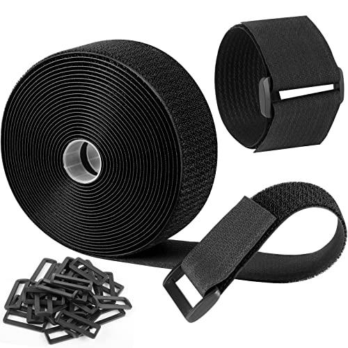マジック結束バンド 面ファスナー 長さ6m*幅5cm 30個バックル付き 荷締めベルト ベルクロ 耐熱 自由にカット 繰り返し 荷物梱包 収納用テープ DIY用 業務用 家庭用 工業用 (5cmx6m)