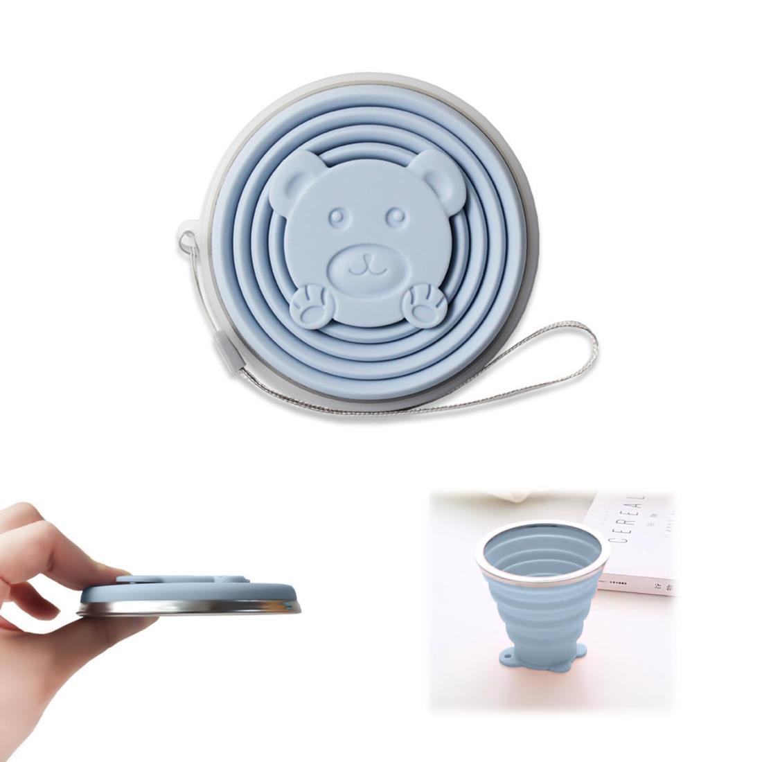 aninako 折り畳みコップ 折りたたみ式 シリコン カップ 軽量 蓋付き 耐熱 折りたたみ式コップ 携帯に便利 多機能 おしゃれ 通勤 アウトドア 旅行 キャンプ用 (ブルー)