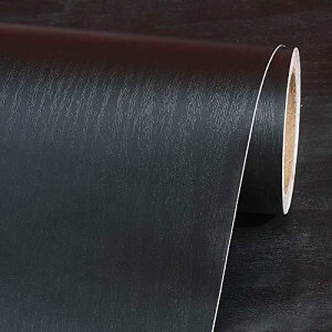 VEELIKE 壁紙シール 木目調 黒 ブラック 木目シート リメイクシート 40cmx300cm 貼ってはがせる 貼り付 のり付き 模様換え リフォームシート おしゃれ カッティングシート 貼り紙 装飾シート ウォールステッカー DIYシール 接着剤付 厚手 防水 防油 防汚れ 壁補修 賃貸適用