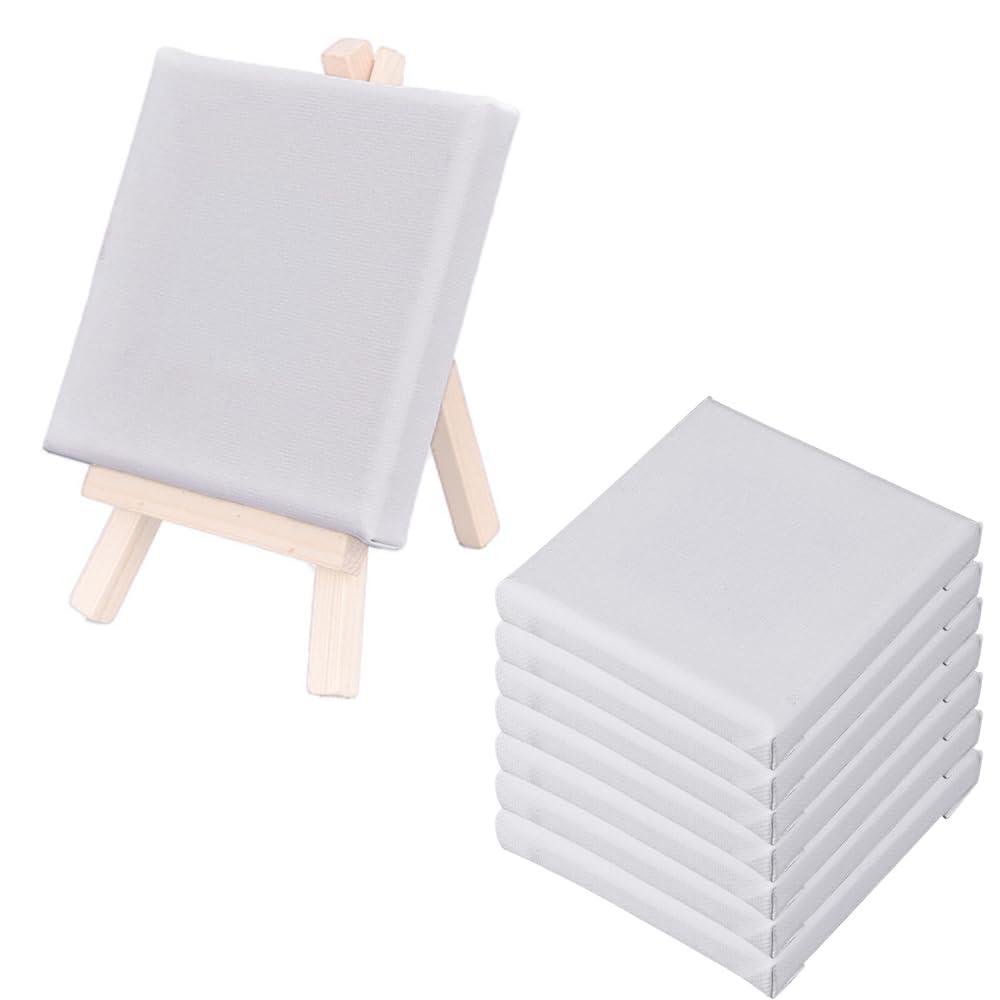 Mikankawa キャンバスボード 8個入り 正方形 純綿製キャンバス ミニキャンバス 絵画ボード 画材 油絵 アクリル絵 油絵(18*18cm)