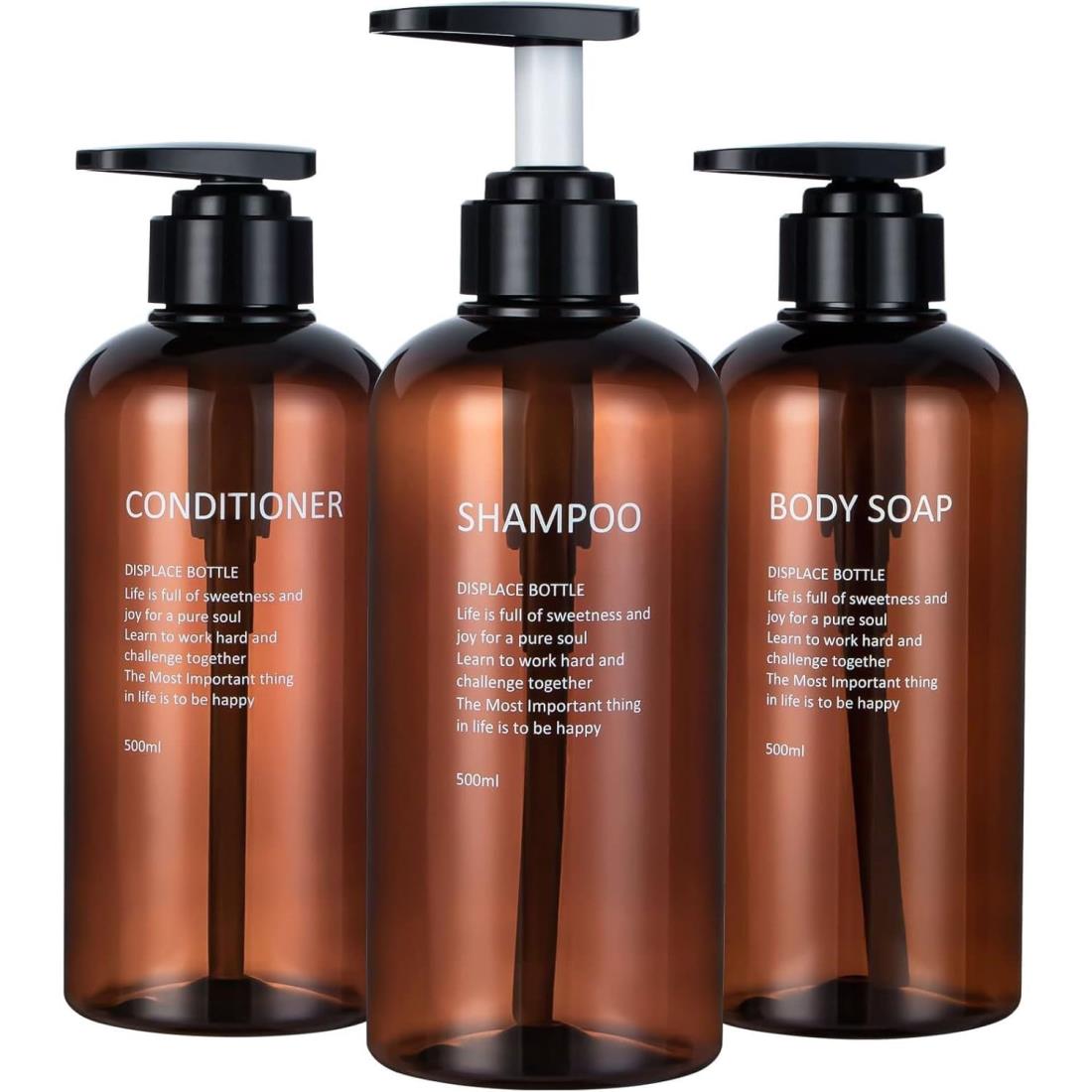Yeeco シャンプーボトル ディスペンサー 詰め替えボトル 500ml 3本セット
