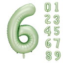 Lausatek バルーン アルミ風船 数字6 ナンバー 40インチ 大きい 誕生日 ハッピーバースデー 飾り付け ウェディング 記念日 パーティー 緑 約90cm オリーブグリーン