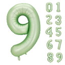 Lausatek バルーン アルミ風船 数字9 ナンバー 40インチ 大きい 誕生日 ハッピーバースデー 飾り付け ウェディング 記念日 パーティー 緑 約90cm オリーブグリーン