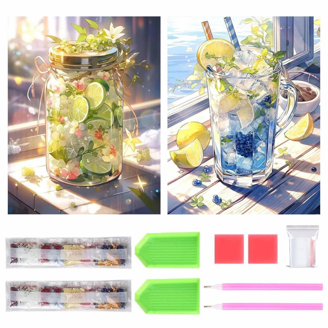 サムコス ダイヤモンドアート キット ダイヤモンドの絵画 2個セット きれい 全面貼り付け ダイヤモンドアート 5D 初心者 大人の子供 DIY 手芸キット 家の壁の装飾 (B)