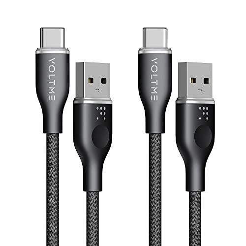 【2本セット】VOLTME USB Type C ケーブル 高耐久ナイロン USB-C 2.0 ケーブル Quick Charge 3.0/2.0対応 56Kレジスタ実装 データ転送 急速充電 タイプc ケーブル Xperia XZ XZ2、 S9 S8、LG G5 G6 V20等対応 ブラック 1m