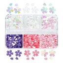 ネイルパーツ 桜 ホログラム 桜の花 立体 ネイルデコパーツ スパンコール ネイルアート アクセサリーパーツ ジェルネイル レジン封入パーツ ネイルデザイン 装飾小物 (6グリッド)