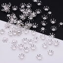 【LEISURE CLUB】座金 花座 つまみ細工 蕾 つぼみ パール金具 100個 外径9.5mm 銅 フラワー イヤリング 副資材 セット ジュエリー メタルパーツ アクセサリー パーツ 手芸 クラフト ハンドメイド DIY材料 手芸用品 シルバー
