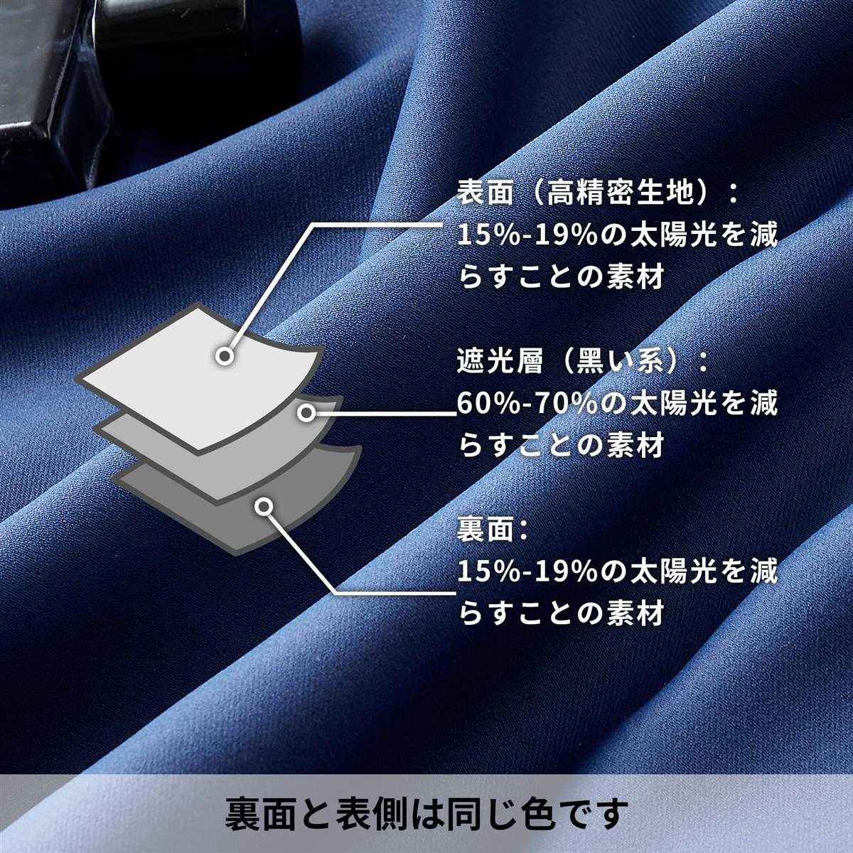 Hansleep カーテン 1級遮光 2枚組 ネイビー 幅100cm丈135cm 断熱 防寒 防音 省エネ 厚手 無地 おしゃれ 洗える 寝室 リビング用 (ネイビー, 幅100cm×丈135cm) ps-direct-10077529 PS-Direct サンプル画像2