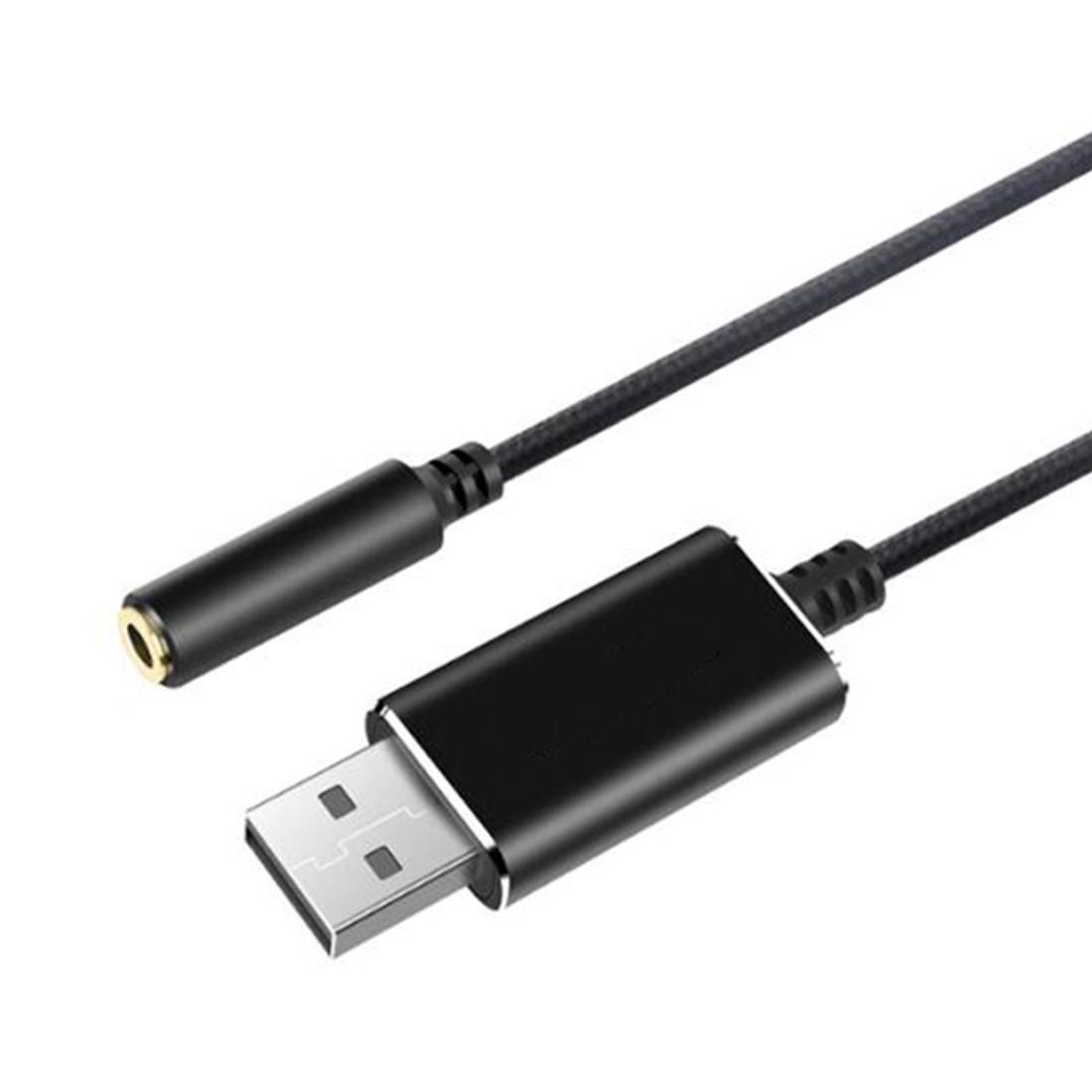YFFSFDC 外付けサウンドカード 変換アダプタ USB to 3.5mm パソコン イヤホン ビデオ通話 オーディオケーブルUSBポート-3極（TRS）/4極（TRRS） ブラック ミニジャック変換ケーブル Windows/Vista/XP、Mac OS/X、Linux、Chromebook、Windows Surface 3 pro、PS4、R aspberry