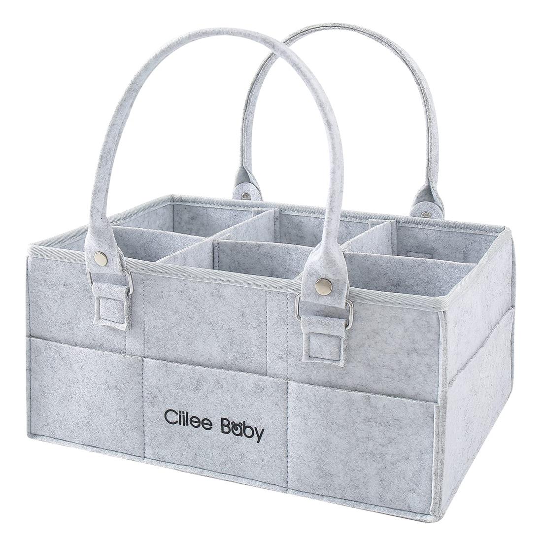 Ciilee Baby おむつストッカー オムツバッグ 大容量 取り外せハンドル オムツケース 折り