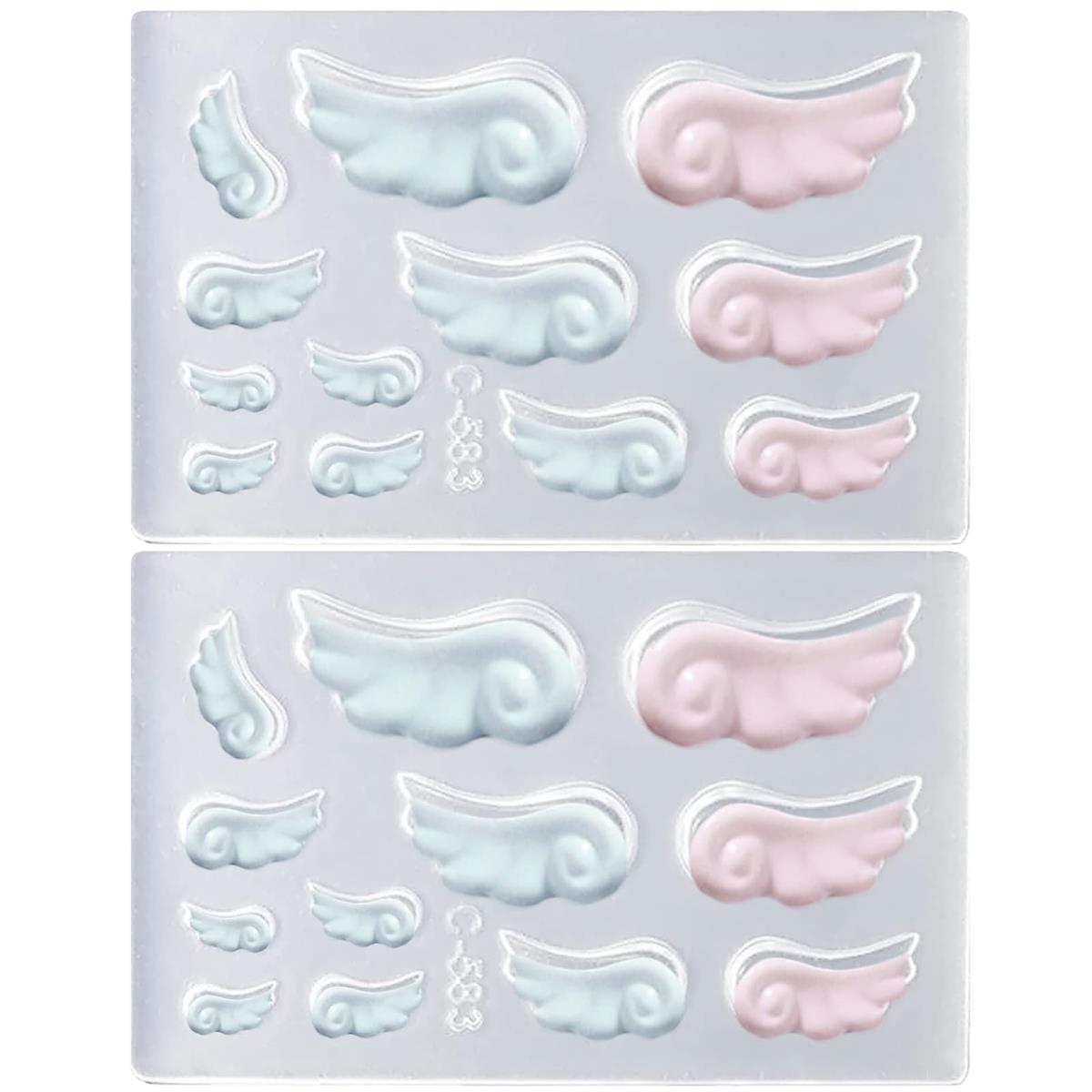 サムコス シリコンモールド 羽 2個入り ネイル 立体 翼形 素材 羽根 天使 コンパクト レジン モールド ..