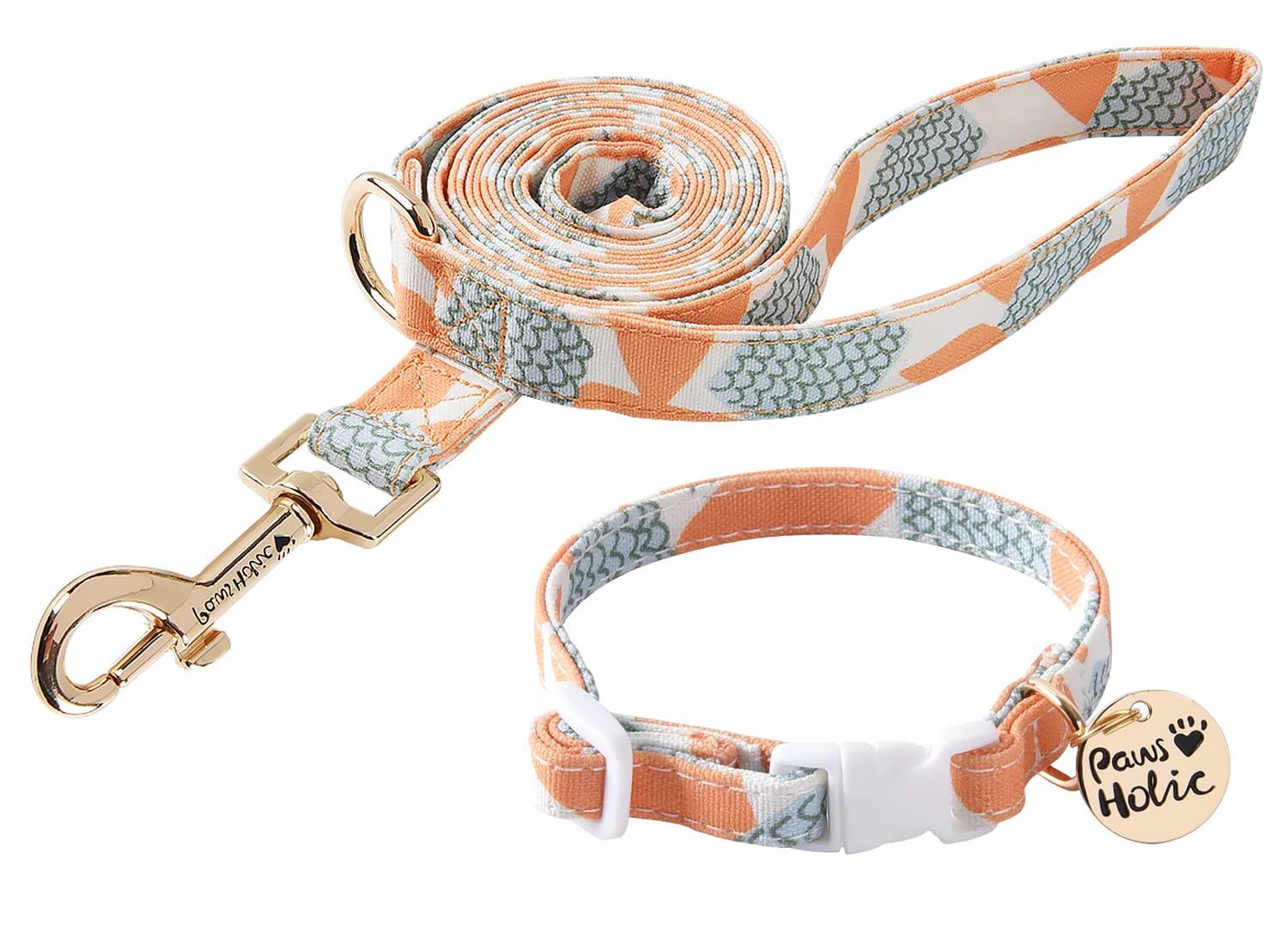 Neskatu 犬 首 輪 リードセット 小型犬 中型犬 大型犬 犬用リード 首 輪 かわいい 布製 コットン 軽量 ..