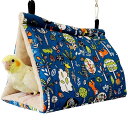 Hakona 鳥たちの寝床 三角ハウス バードテント ハンモック 吊りベッド インコ おもちゃ 鳥の巣 寝袋 文鳥 鸚鵡 小動物 ハウス 冬 ペット用品 厚み ふわふわ 暖かい 洞窟 遊び場 保温 寒さ対策 鳥の おもちゃ 鳥用品(M,穴のないスタイル)